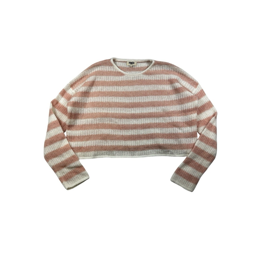 Anthropologie FRNCH Paris Cropped Striped Mohair Blend Sweater EUC